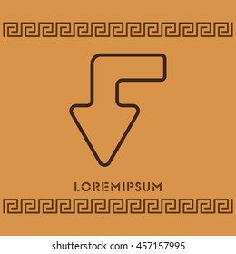 Web line icon. Arrow left-down