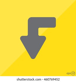 Web line icon. Arrow left-down