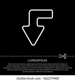 Web line icon. Arrow left-down