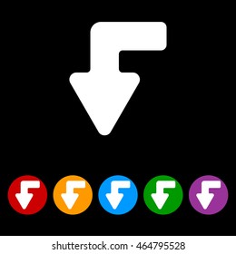 Web line icon. Arrow left-down