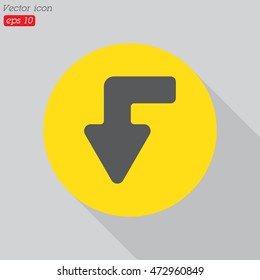 Web line icon. Arrow left-down