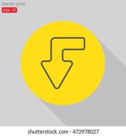 Web line icon. Arrow left-down