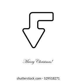 Web line icon. Arrow left-down