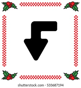Web line icon. Arrow left-down