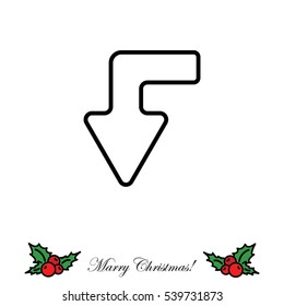 Web line icon. Arrow left-down