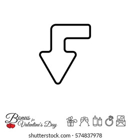 Web line icon. Arrow left-down