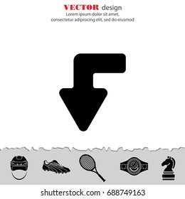 Web line icon. Arrow left-down