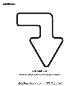 Web line icon - Arrow right - down