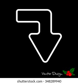 Web line icon. Arrow right - down