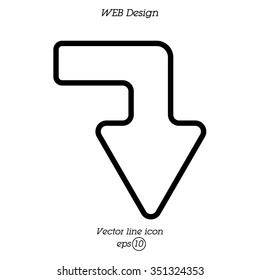 Web line icon. Arrow right - down