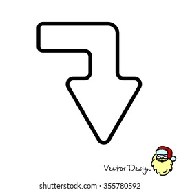 Web line icon. Arrow right - down
