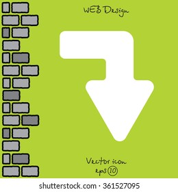 Web line icon. Arrow right - down