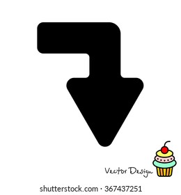 Web line icon. Arrow right - down