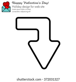Web line icon. Arrow right - down