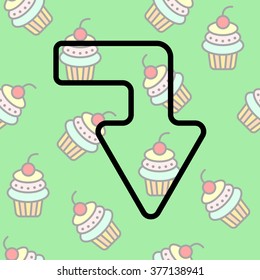 Web line icon. Arrow right - down