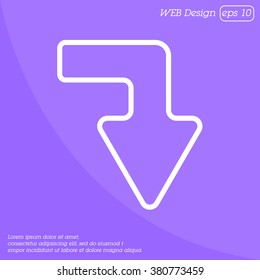 Web line icon. Arrow right - down