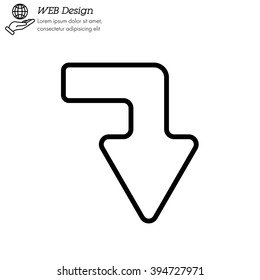 Web line icon. Arrow right - down