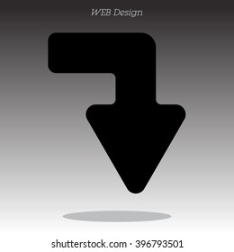Web line icon. Arrow right - down