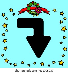 Web line icon. Arrow right - down