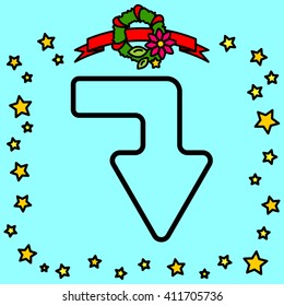 Web line icon. Arrow right - down