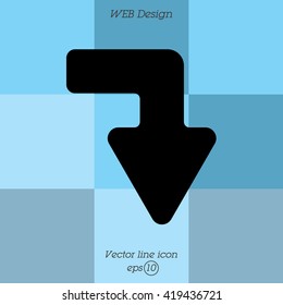 Web line icon. Arrow right - down