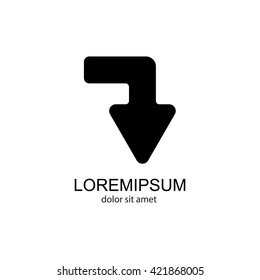 Web line icon. Arrow right - down