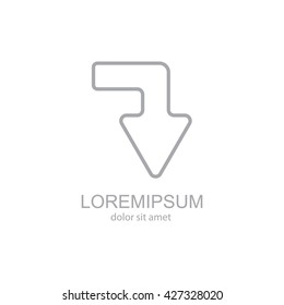 Web line icon. Arrow right - down