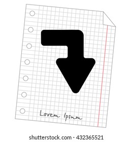 Web line icon. Arrow right - down