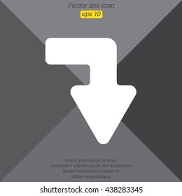 Web line icon. Arrow right - down