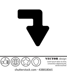 Web line icon. Arrow right - down