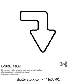 Web line icon. Arrow right - down