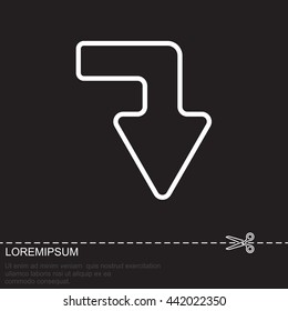 Web line icon. Arrow right - down