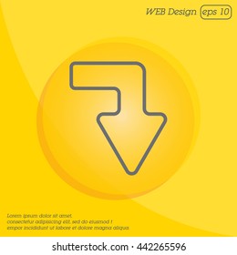 Web line icon. Arrow right - down