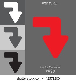 Web line icon. Arrow right - down