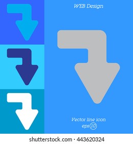 Web line icon. Arrow right - down