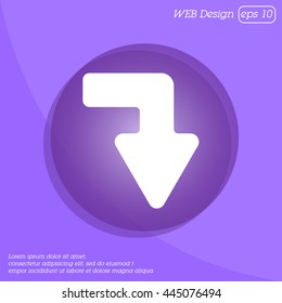 Web line icon. Arrow right - down