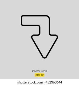 Web line icon. Arrow right - down