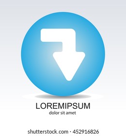 Web line icon. Arrow right - down
