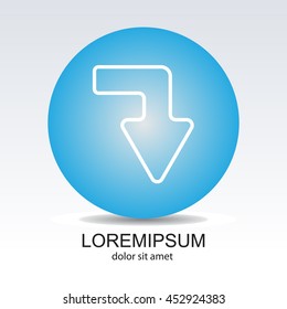 Web line icon. Arrow right - down