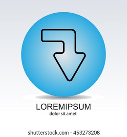 Web line icon. Arrow right - down