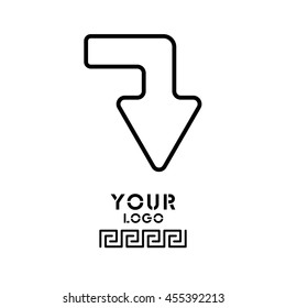 Web line icon. Arrow right - down