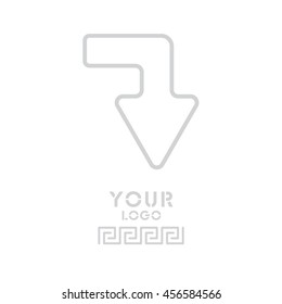 Web line icon. Arrow right - down
