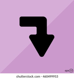 Web line icon. Arrow right - down