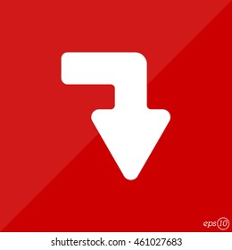 Web line icon. Arrow right - down