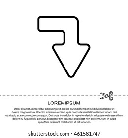 Web line icon. Arrow right - down