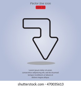 Web line icon. Arrow right - down