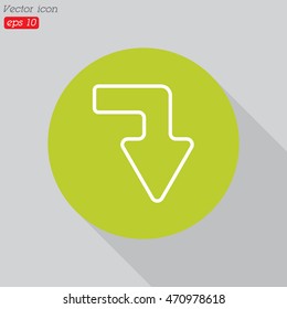 Web line icon. Arrow right - down