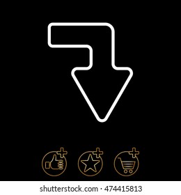 Web line icon. Arrow right - down