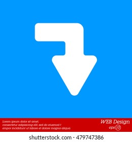 Web line icon. Arrow right - down