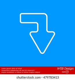 Web line icon. Arrow right - down